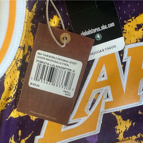 MENS S - NEW Mitchell & Ness Swingman Lakers #34 Shaquille O'Neal Sewn Jersey - Picture 7 of 7
